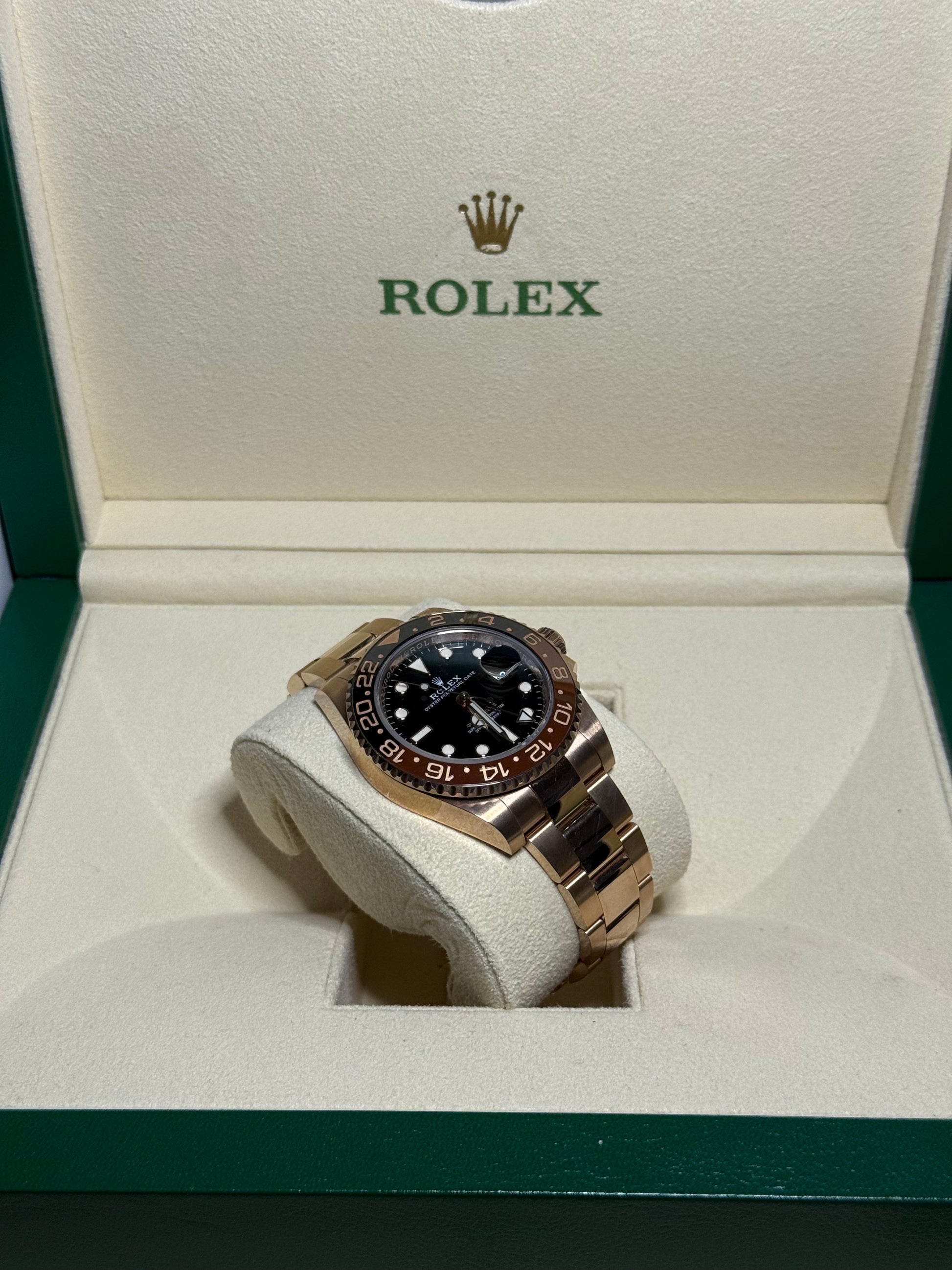 2021 ROLEX GMT-MASTER 2 ‘ROOTBEER’ 40MM ROSE GOLD 126715CHNR