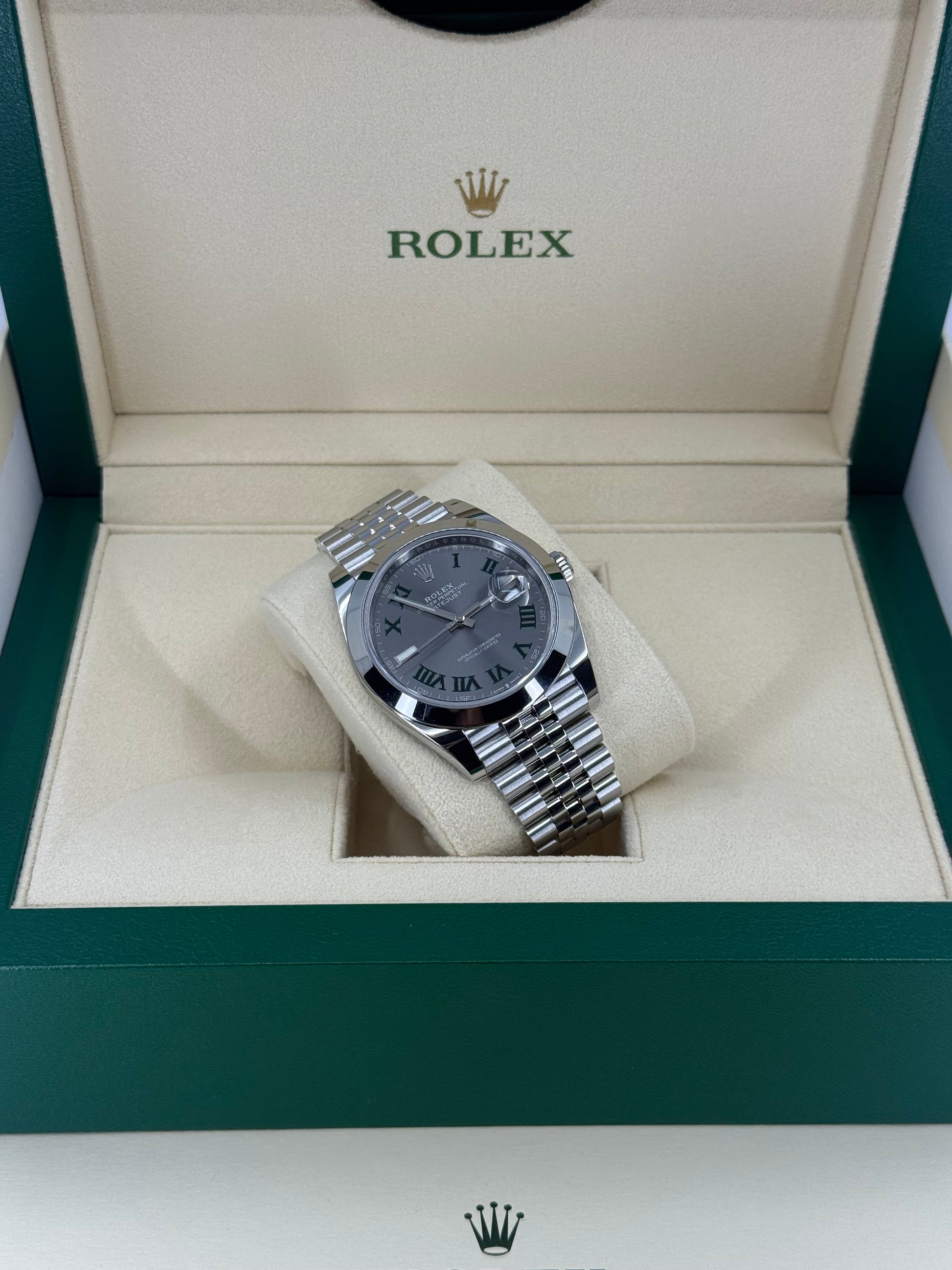 2024 ROLEX DATEJUST 41 STAINLESS STEEL WIMBLEDON DIAL 126300