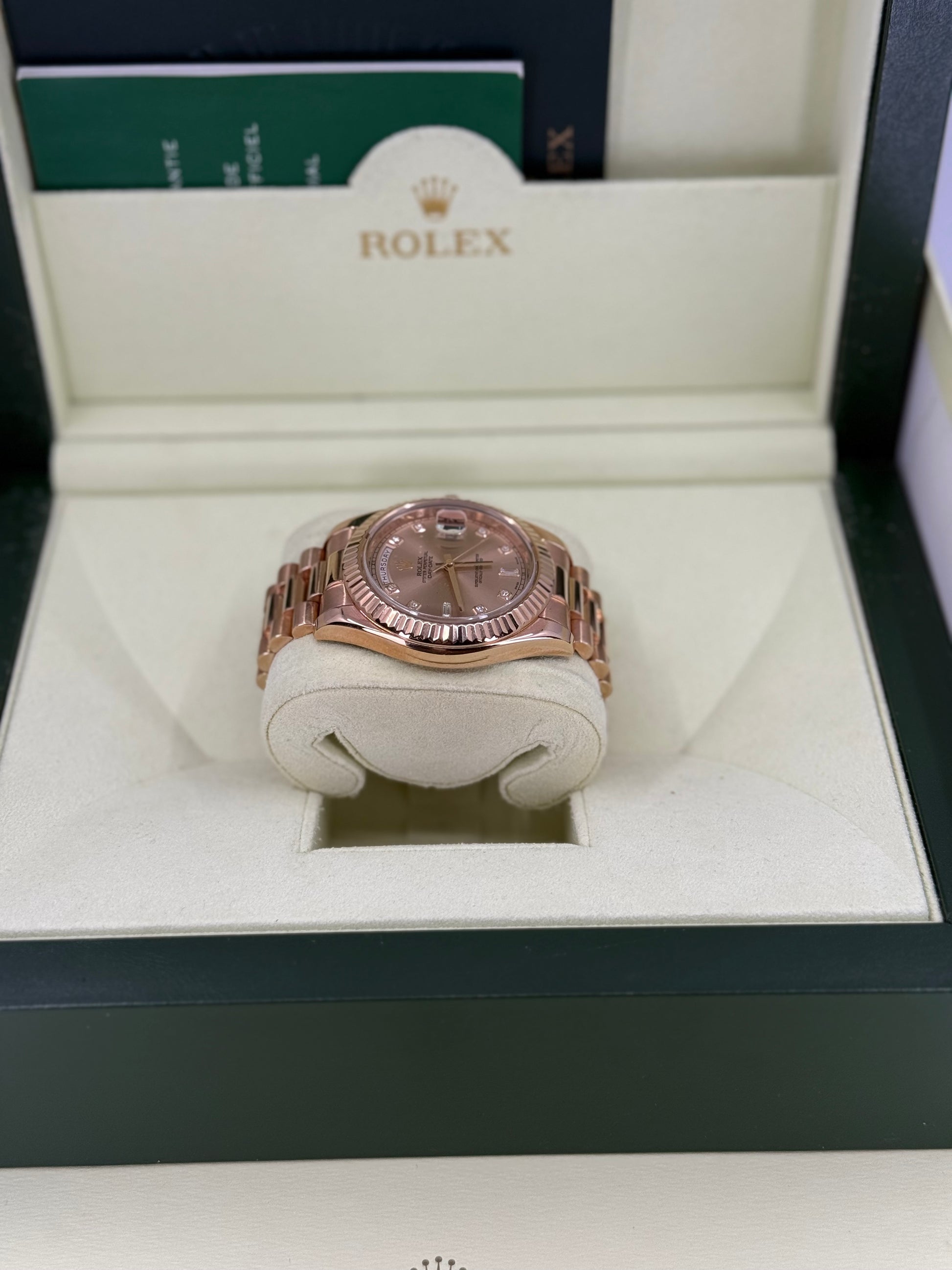 2014 ROLEX DAY-DATE II ROSE GOLD 41MM PINK DIAL w/ DIAMOND MARKERS
