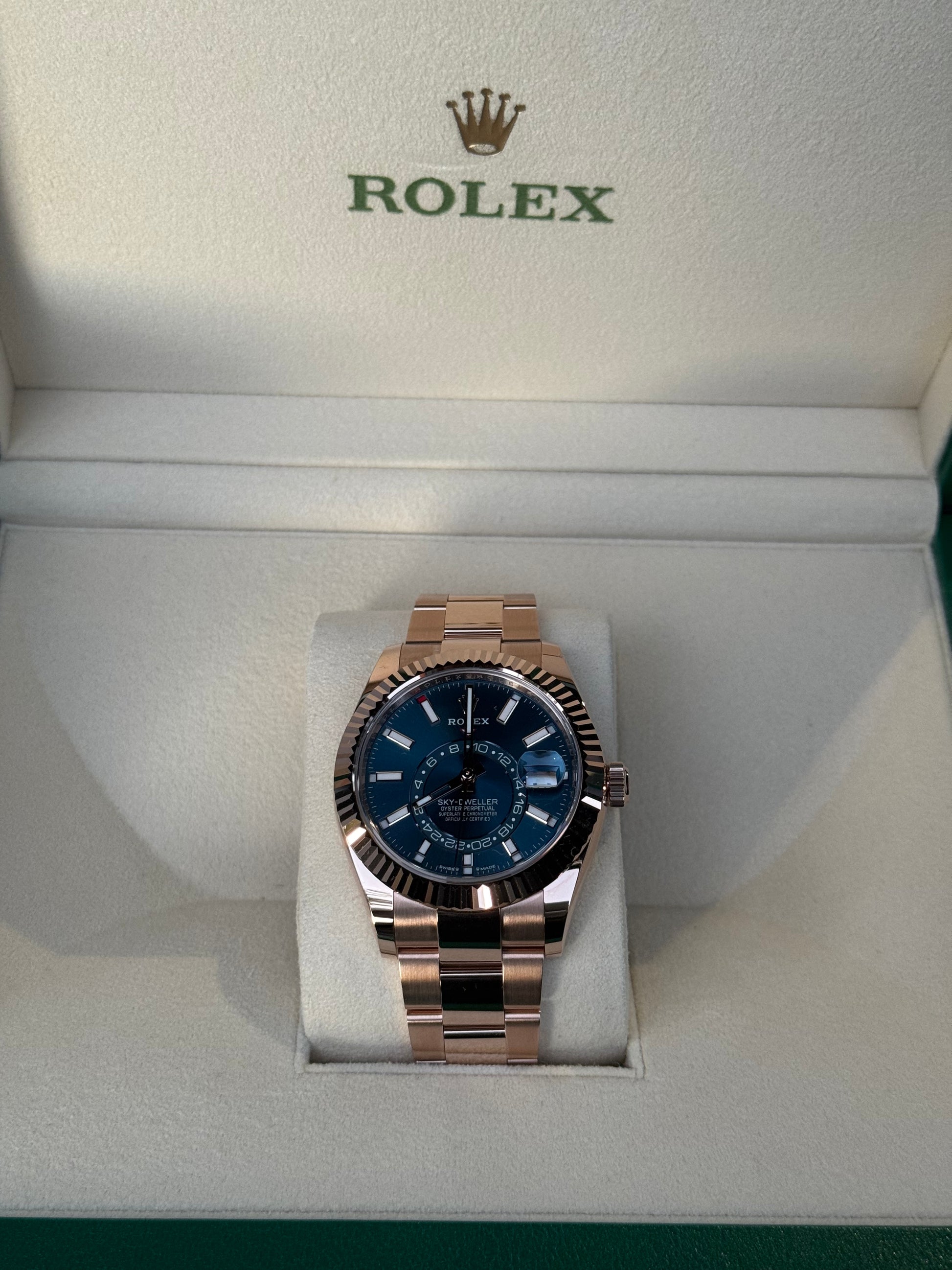 2025 ROLEX SKY-DWELLER ROSE GOLD BLUE DIAL 42MM 336935
