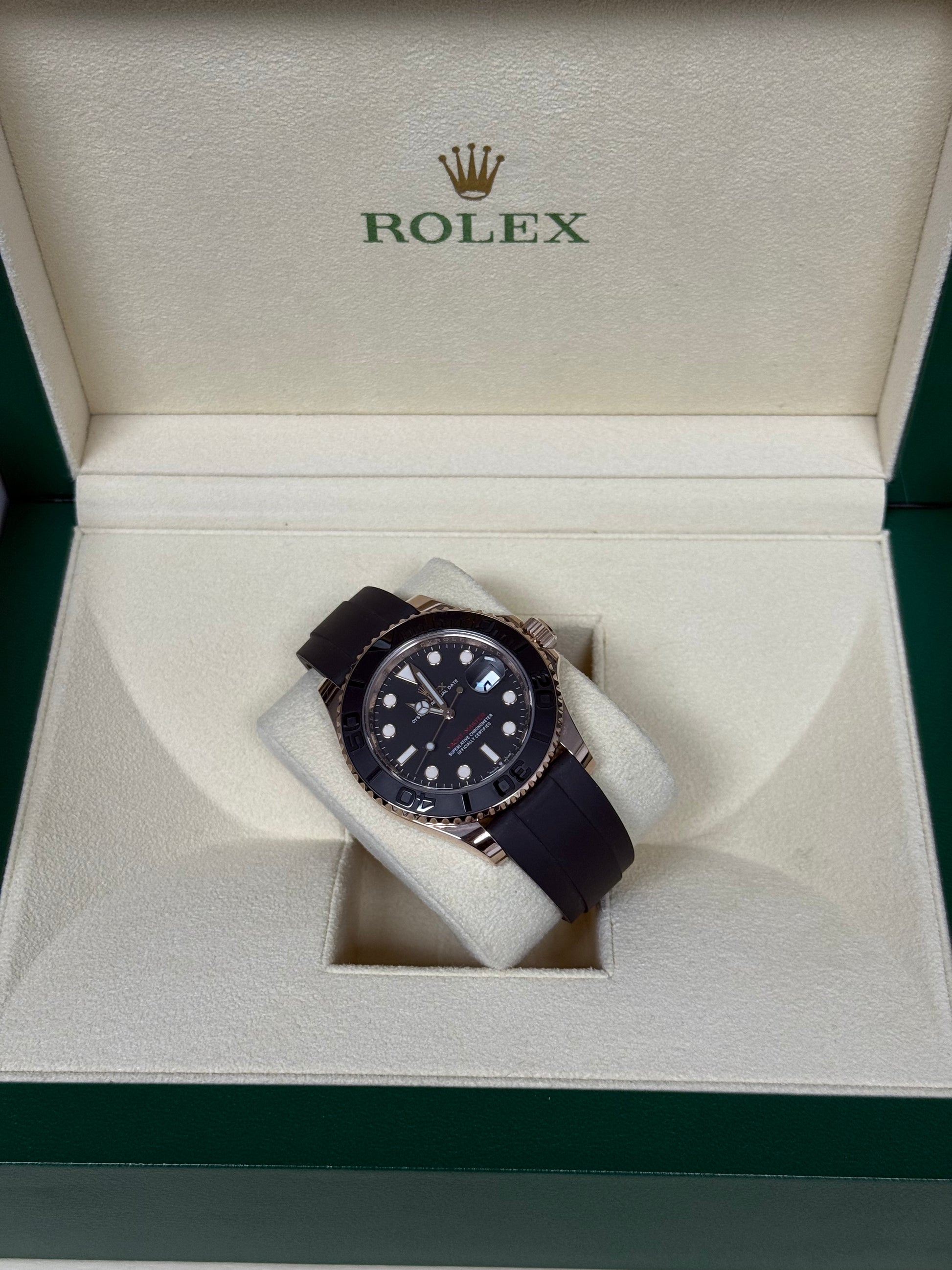 2021 ROLEX YACHT-MASTER 40 ROSE GOLD OYSTERFLEX 126655