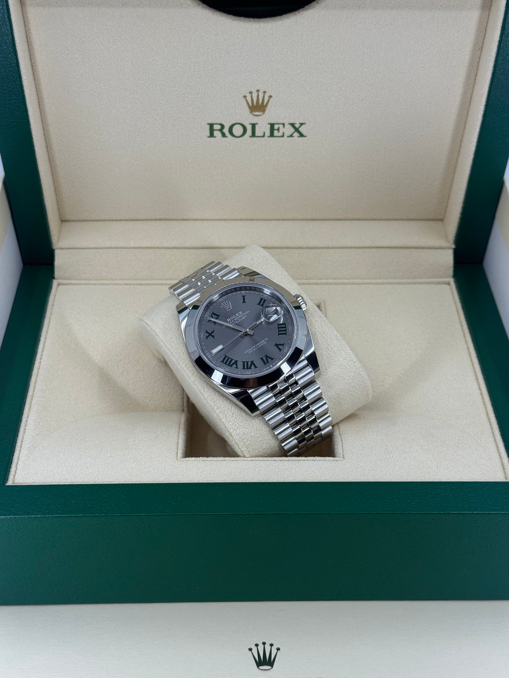 2024 ROLEX DATEJUST 41 STAINLESS STEEL WIMBLEDON DIAL 126300