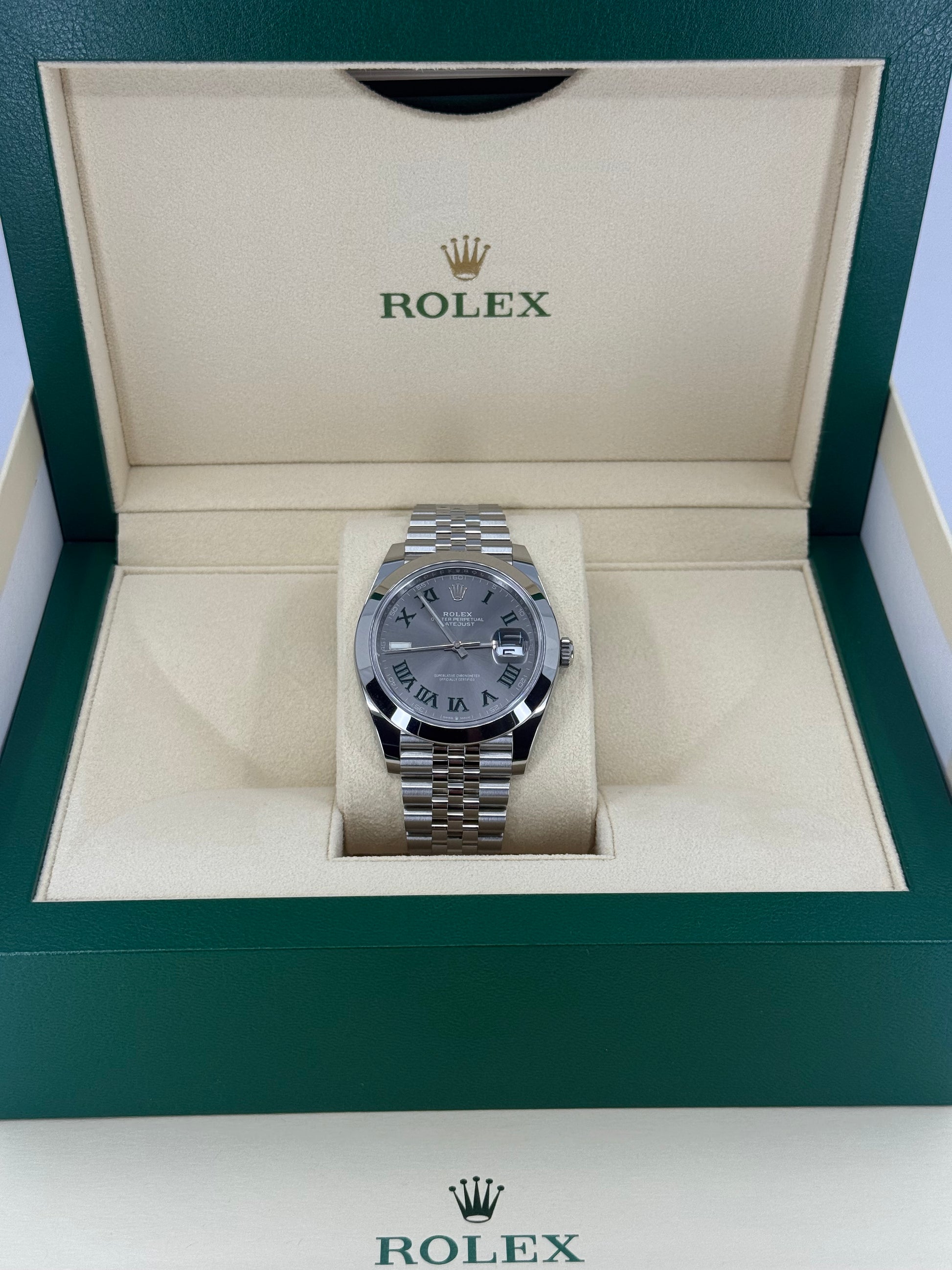 2024 ROLEX DATEJUST 41 STAINLESS STEEL WIMBLEDON DIAL 126300