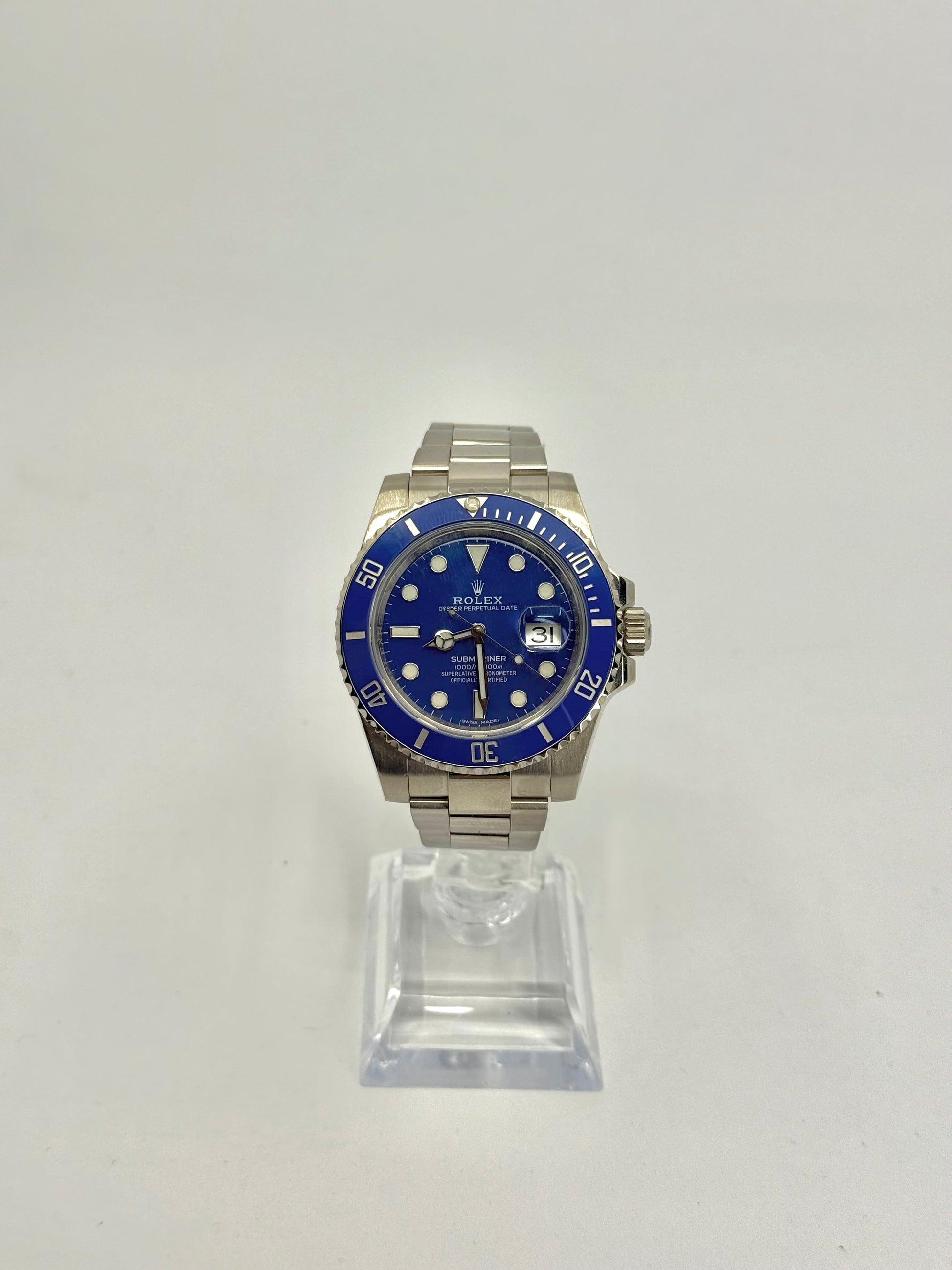 2018 ROLEX SUBMARINER WHITE GOLD BLUE DIAL 40MM 116519LB ‘Smurf’