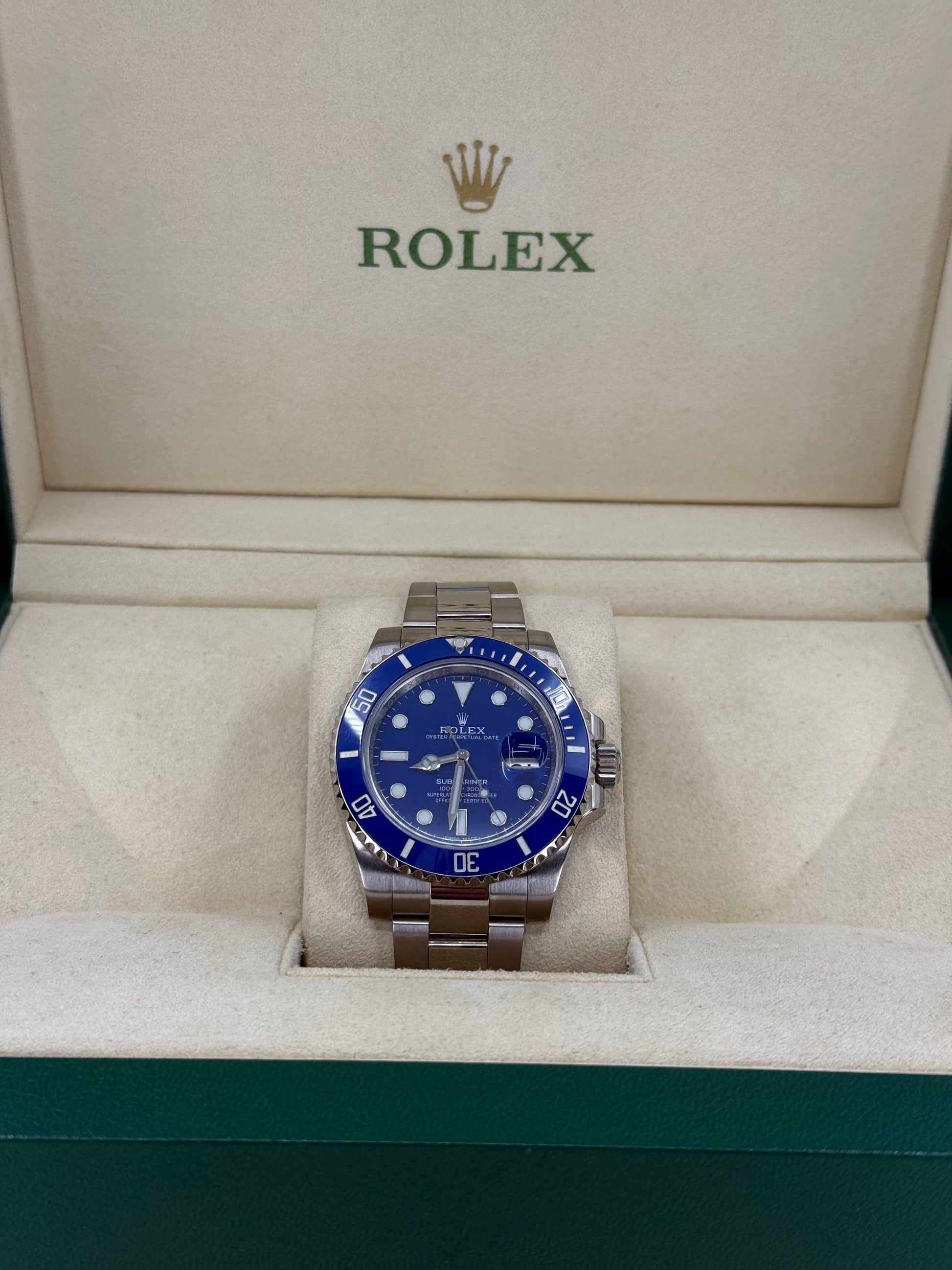 2018 ROLEX SUBMARINER WHITE GOLD BLUE DIAL 40MM 116519LB ‘Smurf’