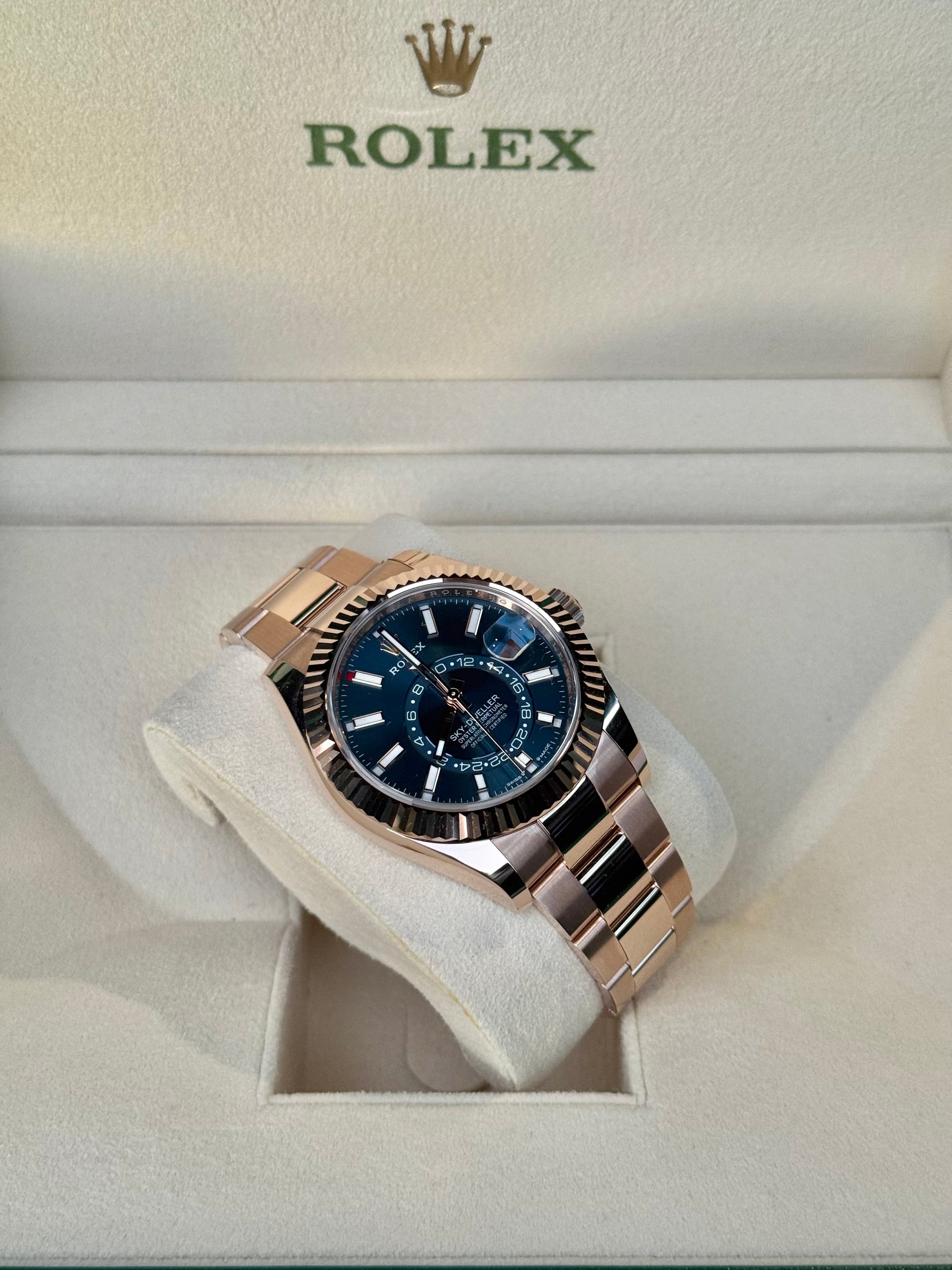 2025 ROLEX SKY-DWELLER ROSE GOLD BLUE DIAL 42MM 336935